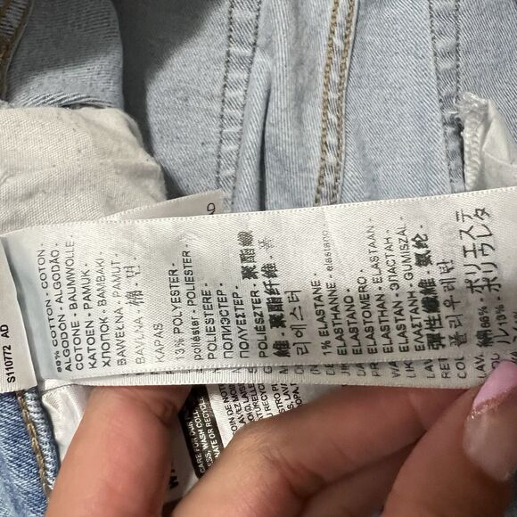 Levis Silvertab Mom Jeans Womens Size 31 Blue Denim Distressed High Rise Stretch - Picture 5 of 9